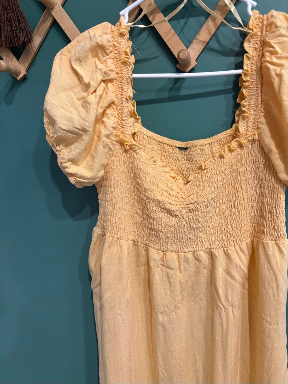 wild fable Puff Sleeve Smocked Dress in Soft Yellow